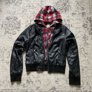 Ardene’s Plaid & Faux Leather Coat